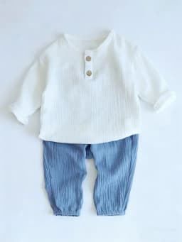 2Pcs Organic Cotton Kids Baby Sets Spring Summer Solid Tshirt Top + Pant Casual Toddler Boy Clothing