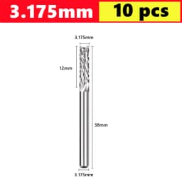 10pcs PCB Corn End Milling Cutter 0.5-3.175mm, 3.175mm (1/8) Shank Hard Alloy PCB Milling Cutter CNC Cutting Milling Cutter