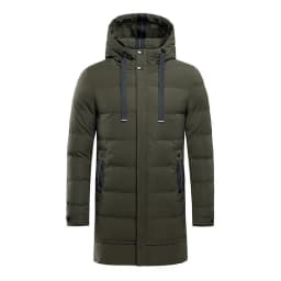 Men's Winter Long Mid Length Over The Knee Thickened Hooded Cotton Padded Jacket Large Size for Youth
