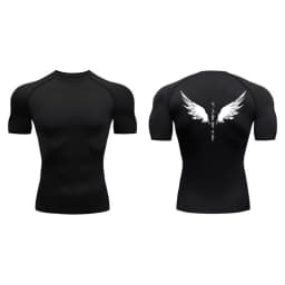 Yin Yang Sword Print Short Sleeve Compression Shirts for Men Summer Athletic Quick Dry T-shirts Gym Workout Running Tees Tops