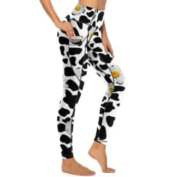 Cow Pattern Leggings Sexy Black Spots Print High Waist Yoga Pants Novelty Stretch Leggins Lady Design Running Sports Tights