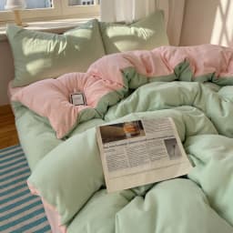 Cotton Bedding Set 4pcs with Solid Bed Sheet Duvet Cover Pillowcases Single Couple Bedsheet King Queen Double Twin Size