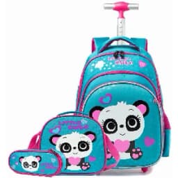 Bunnyfly Boys Rolling Backpack with Lunch Bag And Pencil Case - Wheeled Travel Trolley School Bag Stylish And Functional for Tra