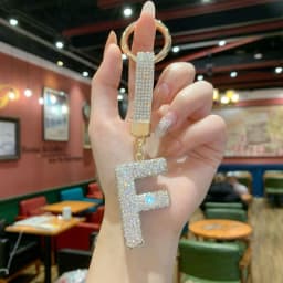 Full Rhinestone English Letter Keychain - Luxury Bag Charm & Car Key Ring, Elegant Small Gift