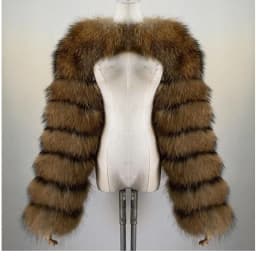 BEIZIRU Women's Real Fur Coat Silver Fox Red Fox Two Sleeve 60CM Length Naked Fashion
