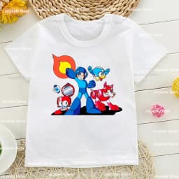 New Boys T-Shirt Funny ¡ Mega Man Listo Para Comenzar Cartoon Kids Clothes Summer Kids Clothes T Shirt White Short Sleeve Tops