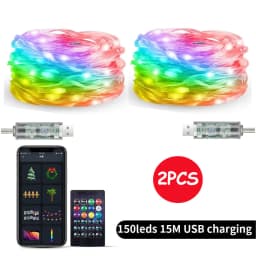 Smart Fairy RGB String Light USB 10M/33FT Waterproof String Light with App Control, Sync to Voice & Music Valentine's Day Decor