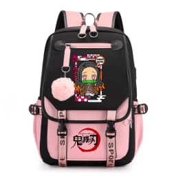 Kids Anime School Backpack Demon Slayer Pattern Casual Daypack for Girls Students Book Bag