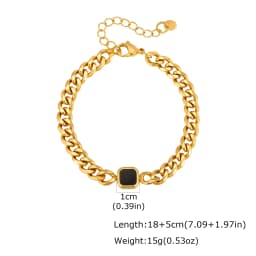 Vnox 5/7mm Width Adjustable Chain Bracelet for Men, Stainless Steel Acrylic Six-Sided Polished Jewelry Gift for Husband Son Him
