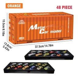 Christmas Gift 48 Pieces Alloy Racing Car Models Scale Cars Set Container Storage Toy Metal Trucks Vehicles Model for Kids
