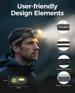 ATuMan Rechargeable LED Headlight with Motion Sensor 8 Light Modes 1200 Lumens for Hiking,Outdoor,Fishing