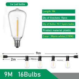 ST38 Festoon 220V LED Globe String Light Fairy LED Outdoor For Birthday Party Garden Decor Garland Lamp Street Patio Backyard