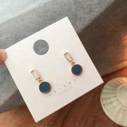 New Blue Color Dangle Earring for Women Round Metal Flower Leaf Crystal Gem Star Brincos Sweet Wedding Party Jewelry Xmas Gift