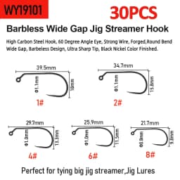 ICERIO 30PCS Competition Barbless Fly Fishing Hook Nymph Dry Wet Flies Jig Fishhook Salmon Trout Fly Tying Hook Non-barbed