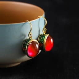 Original ancient gold craftsmanship natural carnelian rings for women flower enamel national style light luxury Wedding jewelry