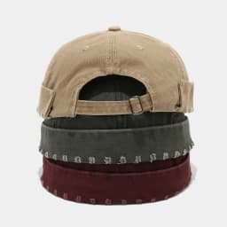 Solid Japanese Korean Style Retro Beanies Men's Women's Washed Cotton Brimless Landlord Docker Cap Street Fashion Unisex