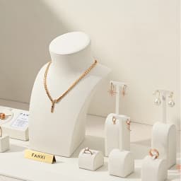 Oirlv Beige Jewelry Display Stand for Ring Earring Necklace Stand Store Window Counter Showcasing Rack for Jewelry Display Props