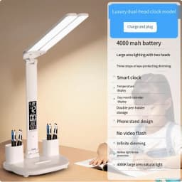 USB Eye Protection New Rechargeable LED Clock Dimmable Table Lamp 180° Rotating Foldable Desktop Reading Night Light USB