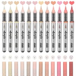 Acrylic Paint Markers ,12 pcs Brush Tip Acrylic Paint Pens Set with 9 Professional Color Series for DIY & Art Supplies