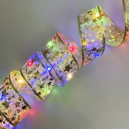 Indoor String Lights Battery Operated Christmas Ribbon with Lights Christmas Tree Accessories Decoration for Christmas New Year