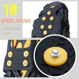 2pcs 10 Steel Studs Crampons Snow Grips Cleats for Ice and Snow Anti-Slip Rubber Traction Cleats Hiking Walking Climbing Jogging