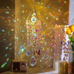 Crystal Suncatchers for Window Hanging Wind Chime Style Garden Sun Catchers with Crystals Rainbow Maker Indoor Outdoor Decor