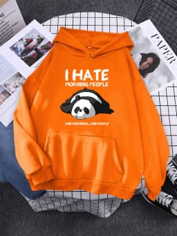 Cute Panda Sleeps Print New Women'S Sweatshirt Warm Vintage Pullover For Woman Fashion Korean Round Neck Hoodie Female