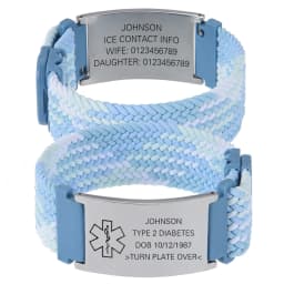 Personalized Medical Alert Bracelet Elastic Nylon Custom Engraved Tag Medical ID Bracelet Adjustable Keepsake Gift for Health