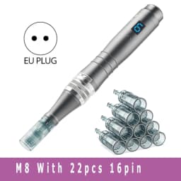 Microneedle Derma Roller Derma Pen M8 with 22pcs Needle Cartridges 0.25mm Microneedle Skin Care Tool for Men Women Home Use