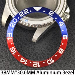 Sloping 38mm * 30.6mm Ceramic/Aluminum Bezel GMT and Diving Watch Insert Fits for 40mm Men's Watch Case Bezel Replacement Insert