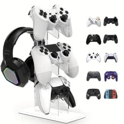 Universal 3-layer Controller Holder and Headphone Holder Game Accessories For PS5 PS4 Storage Holder Black, White, Transparent