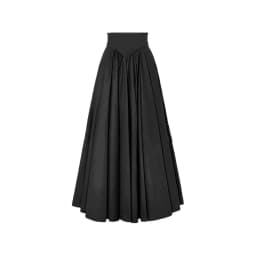 Elegant Solid Color Pleated A-Line Long Skirt, Vintage Style, Flowy Swing Hem, Ideal for Party & Daily Wear