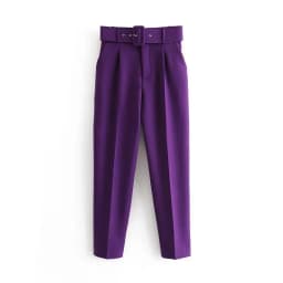 Spring Women's Slimming Versatile Belted Trousers Asymmetric Commute Sle High Waist Long Pants Casual Pants