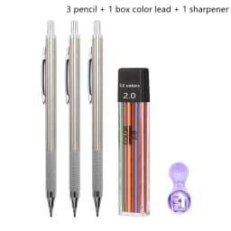 Full Metal 2.0 mm Mechanical Pencils Leads Set for Art Drawing Painting Color 2B Automatic Pencils Office School Pens Supplies