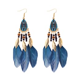 Round Retro Women's Dream Catcher Handmade Long Tassel Feather Earrings Female Leaves Pendant Earring Kolczyki Boho Jewelry