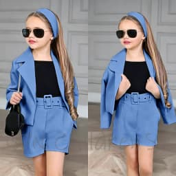 Customized Girl Outfit Solid Yellow Notch Lapel Girl Suits High Quality Party Birthday Children Clothing(Jacket+Short Pants)