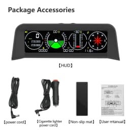 M X90 Slope Meter Inclinometer Car Altitude GPS Speedometer HUD Pitch Tilt Angle Protractor Clock Latitude Longitude Campass