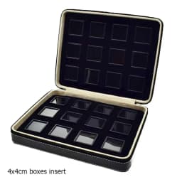High-End Black Leatherette Gemstone Storage Box Diamond Travel Case Jewelry Holder with Gem Box Protable