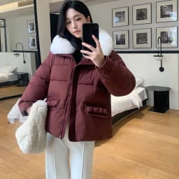 Simple Faux Fur Collar Padded Parka Women Thick Warm Winter Puffer Jacket 2026 Ladies Office Wear Casual Solid Zipper Outerwear