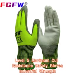 10 Pairs Military-Grade Level C Cut Resistant Gloves EN388 Certified - HPPE Fiberglass, Non-Slip Grip, Breathable for Industrial