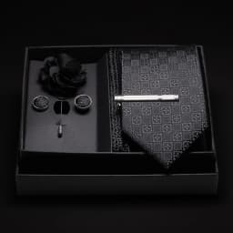 JEMYGINS New Designer Silver Gray Ties For Men Wedding Party Neck Tie Pocket Square Cufflink Pin Gift Box Set Gravat Accessories