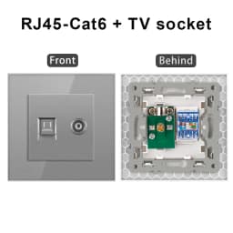 Cat6 rj45 wall socket network socket with TV wall data double socket telephone crystal glass panel rj45 network socket computer