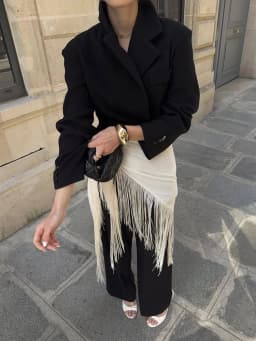 Beige Fringe Wrap Skirt Solid Tie Waist Boho Style Elegant Women Fashion All-match Mini Skirts Party Chic Casual Vacation Outfit