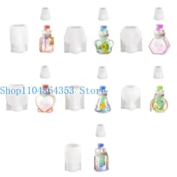Epoxy Resin Drift Bottle Mold Heart Shaped Wishing Bottle Pendant Mold Night Light Keychain Jewelry Making Silicone Mold