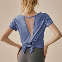 Yoga Shirt Women Mesh Back Split Cross Wrap Fitness T Shirt Short Sleeve Breathable Workout Tops Women Sportswear
