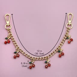 DIY Zinc Alloy Bag Hanging Chain with Cherry Pendant Detachable Shoulder Bag Carrying Chain Handbag Extension Chain for Woman