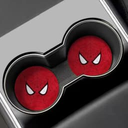 Kawaii Marvel Spider-Man Car Coaster Water Cup Mat Anime Cartoon Car Decoration Non-slip Mat Universal Storage Accessories Gifts