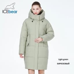 ICEbear-Cotton Windproof Padded Jacket for Women, Casual Coat, Long Parka, Windproof, 2023, GWD3757I