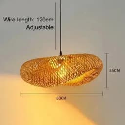 HandMade Bamboo Weaving LED Pendant Lamp Home Decor Hanging Chandelier Lighting Living Room Kitchen Vintage Rattan Woven Light