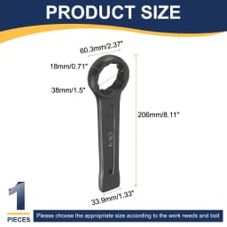 Uxcell Box End Striking Ring Wrench 17mm-48mm Metric CR-V Steel 12-Point Flat Strike Wrench Baking Paint Single Head Spanner
